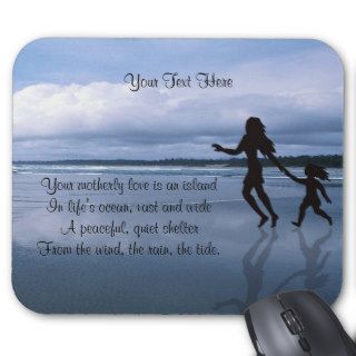 Beautiful Silhouette Mother & Daughter at Beach Mousepad