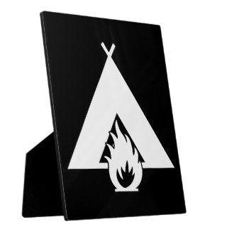Campfire and Tent Symbol  (for Dark Backgrounds) Photo Plaques