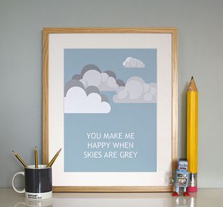 'you make me happy' love print by one little dicky bird