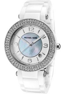 Michael Kors MK5308  Watches,Womens White Swarovski Crystal White MOP/Silver Dial White Ceramic, Casual Michael Kors Quartz Watches