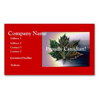 Proudly Canadian Maple Leaf Business Cards