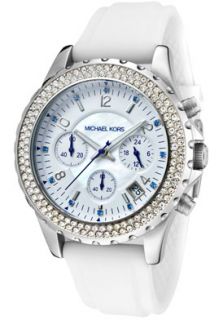 Michael Kors MK5389  Watches,Womens Chronograph White and Blue Swarovski Crystal White Silicon, Chronograph Michael Kors Quartz Watches