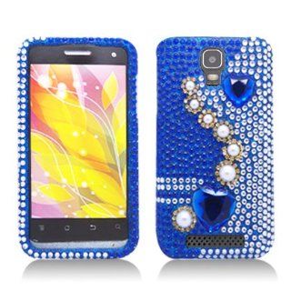 Aimo ZTEV8000PCLDI637 Dazzling Diamond Bling Case for ZTE Engage V8000   Retail Packaging   Pearl Blue Cell Phones & Accessories