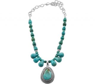 Barse Slver Overlay/Turquoise Pendant Necklace SIERN03TP