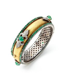 Emerald & Diamond Station Bangle Bracelet by Amrapali