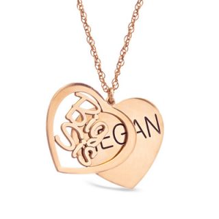 Big Sis Double Heart Name Pendant in Rose Rhodium Plated Sterling