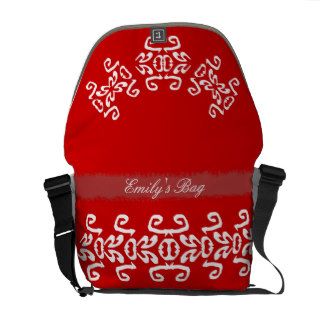 Emily Red Bold Scrollwork Classy Commuter Bag Messenger Bags