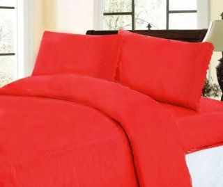 Couture Home Collection Wrinkle Resistant Luxury Woven Eyelet 650 Thread Count Sheet Set   Red (King)  