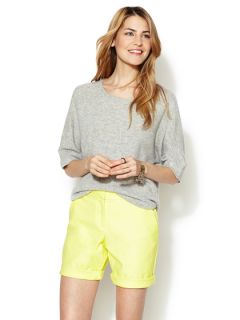 Cashmere Shirt Tail Short Sleeve Sweater by White + Warren