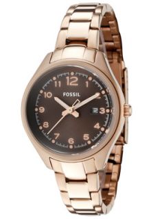 Fossil AM4366  Watches,Womens Flight (S) Brown Dial Rose Gold Tone Ion Plated Stainless Steel, Casual Fossil Quartz Watches