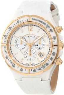 Versace Men's 28CCP1D001 S001 Dv One White Ceramic Case with Rose Gold IP Tachymeter Bezel White Dial Chronograph Date White Leather Watch at  Men's Watch store.