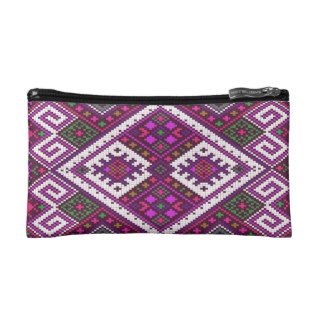 Purple Aztec patterned makeup case. Cosmetic Bag