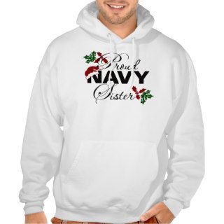 Proud Navy Sister Christmas Holly T Shirt