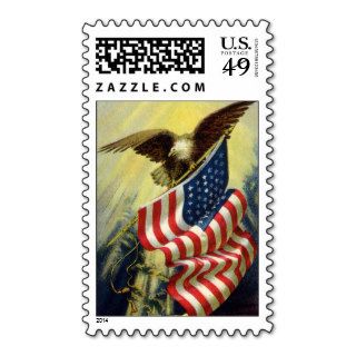 Vintage Patriotism, Patriotic Eagle American Flag Stamp