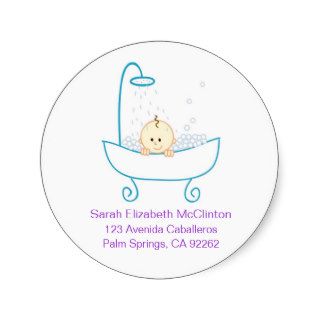 Baby in Tub Address Labels Round Sticker