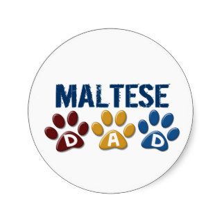 MALTESE Dad Paw Print 1 Round Stickers