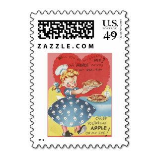 Weird Funny Mince Apple Pie Waitress Valentine Postage Stamps