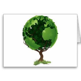 Globe world tree concept cards