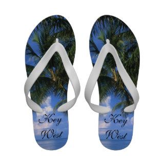 Beautiful Blue Tropical Key West Beach Palm Tree Flip Flops