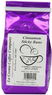 La Crema Coffee Cinnamon Sticky Bun, 12 Ounce Packages (Pack of 2)  Ground Coffee  Grocery & Gourmet Food