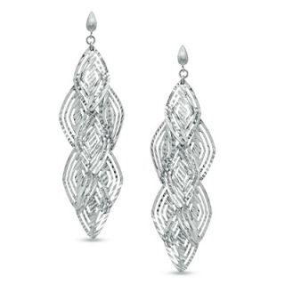Diamond Cut Leaves Dangle Drop Earrings in Sterling Silver   Zales