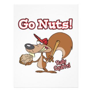 rally squirrel go nuts baseball cartoon flyer