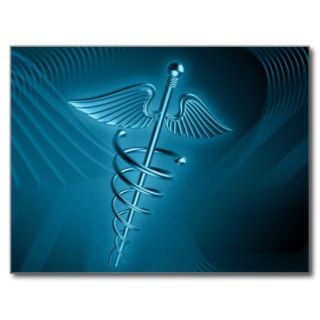 Blue Rod of Asclepius Post Card