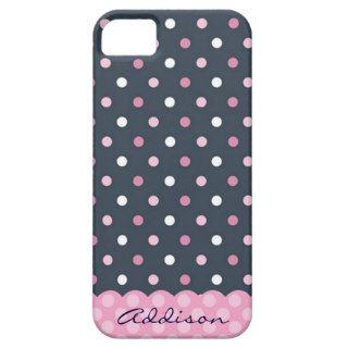 Preppy Polka Dots Navy & Pink Phone Case iPhone 5 Cover