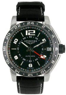 Longines Admiral GMT Automatic Steel Mens Swiss Strap Watch Black Dial Date L3.668.4.56.0 Watches