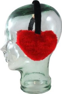 Heart Shaped Red Plush Ear Muffs Clothing
