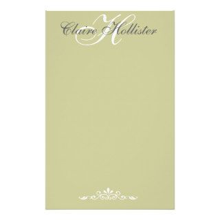 Hollister Monogrammed Sage Personalized Stationery
