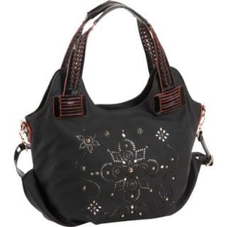 Nicole Lee Kiana Laser Cut Flower Mandala Larger Shoulder Bag (Black) Shoulder Handbags Shoes