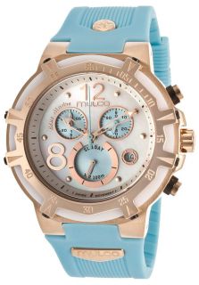 Mulco MW129903043  Watches,Womens Blue Marine Chronograph White Mother Of Pearl Dial Blue Rubber, Chronograph Mulco Quartz Watches