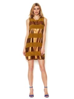 Metallic Stripe Silk Tank Dress by Cynthia Rowley
