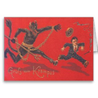 Krampus Chasing Child Greeting Card