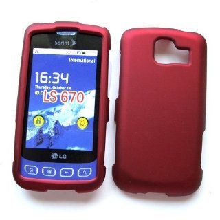 LG Optimus S LS670 (Sprint) Rubberized Snap On Protector Hard Case, Red Cell Phones & Accessories