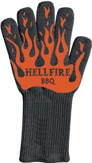 Hellfire BBQ Gloves Protect from Flames and Heat up to 666F  That's Devilishly Hot Premium Barbecue and Kitchen Heat Resistant Mitt has 5 Flexible Fingers for Grill, Smoker, Oven Baking, Fireplace, or Withstanding Eternal Torment Non slip Silicone Gr