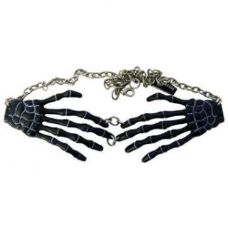 Kreepsville 666 JSBHBL Skeleton Bone Hand Necklace Black Clothing