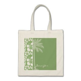 Laurel Green Hawaiian Tropical Hibiscus; Palm Bags