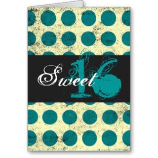 Teal Polka Dots Happy Sweet Sixteen Birthday Card