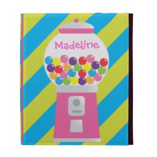 Personalized Striped Pink Gumball Machine iPad Case