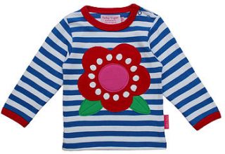 organic long sleeve flower applique t shirt by toby tiger