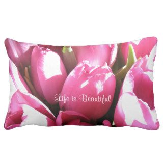 Inspirational Quote and Tulip Throw Pillow