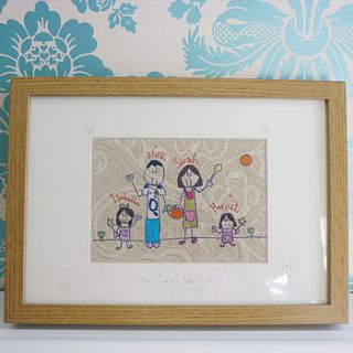 personalised family embroidery picture by seabright designs