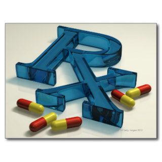 3D RX symbol with capsules Postcards