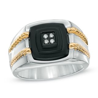 Mens Shaquille ONeal Diamond Accent Ring in Tri Tone Stainless Steel
