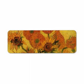 Van Gogh; Still Life Vase with 15 Sunflowers Custom Return Address Labels