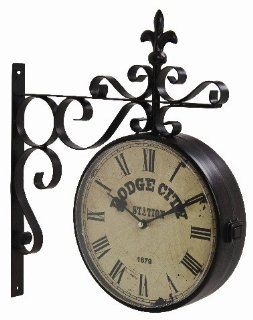Dodge City Station Clock Metal Bracket Wall Hang Large  