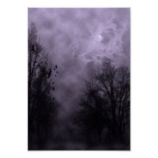 Halloween Sky with Ravens Purple Mist Poster