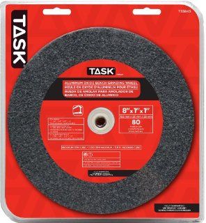 Task Tools T35845 8 Inch by 1 Inch Aluminum Oxide Bench Grinding Wheel, 80 Grit, 1 Inch Arbor